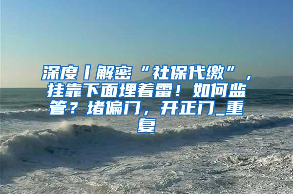 深度丨解密“社保代缴”，挂靠下面埋着雷！如何监管？堵偏门，开正门_重复