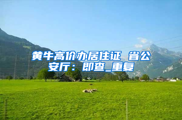黄牛高价办居住证 省公安厅：即查_重复