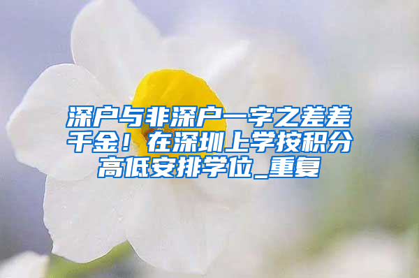 深户与非深户一字之差差千金！在深圳上学按积分高低安排学位_重复