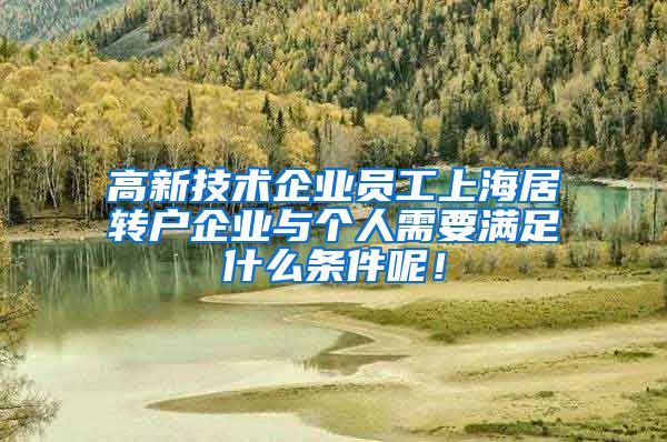 高新技术企业员工上海居转户企业与个人需要满足什么条件呢！