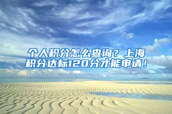个人积分怎么查询？上海积分达标120分才能申请！