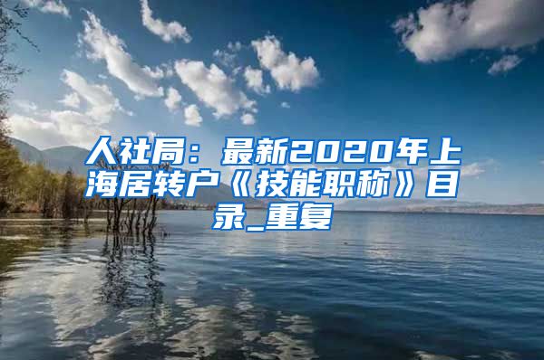 人社局：最新2020年上海居转户《技能职称》目录_重复