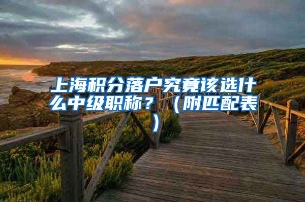 上海积分落户究竟该选什么中级职称？（附匹配表）