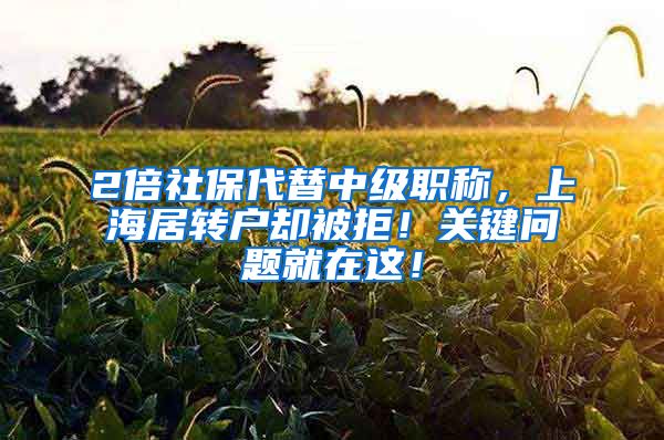 2倍社保代替中级职称，上海居转户却被拒！关键问题就在这！