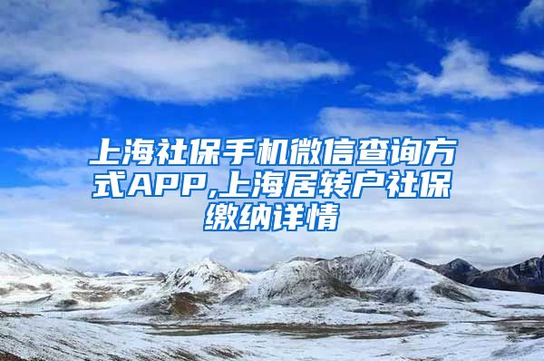 上海社保手机微信查询方式APP,上海居转户社保缴纳详情