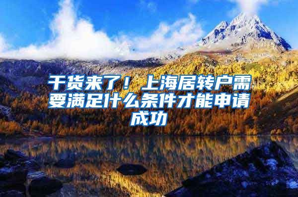 干货来了！上海居转户需要满足什么条件才能申请成功