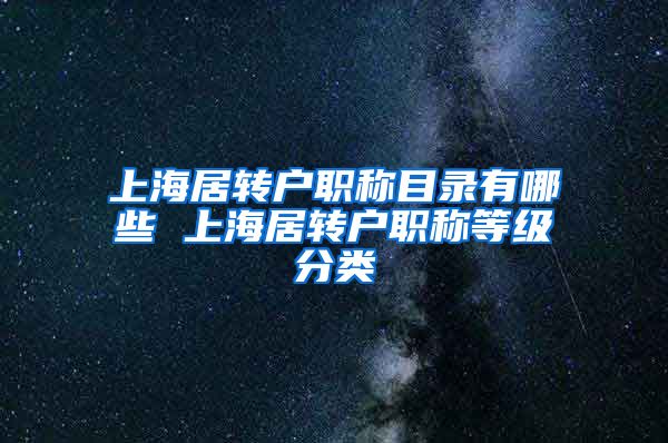 上海居转户职称目录有哪些 上海居转户职称等级分类