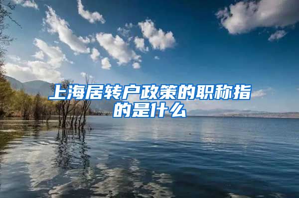 上海居转户政策的职称指的是什么