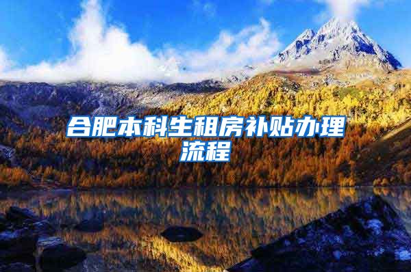 合肥本科生租房补贴办理流程
