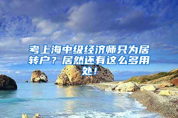 考上海中级经济师只为居转户？居然还有这么多用处！