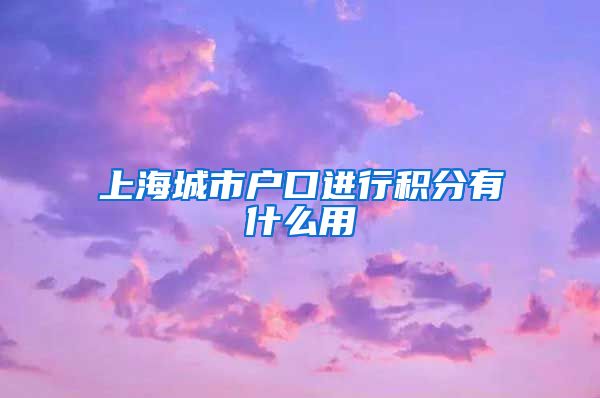 上海城市户口进行积分有什么用