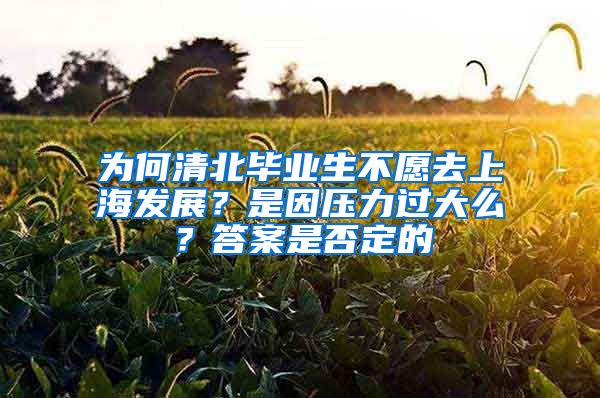 为何清北毕业生不愿去上海发展？是因压力过大么？答案是否定的