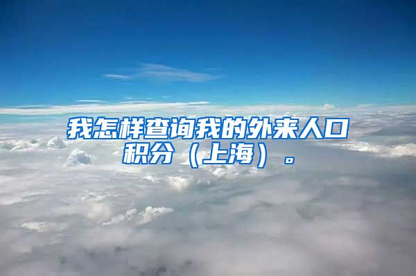 我怎样查询我的外来人口积分（上海）。