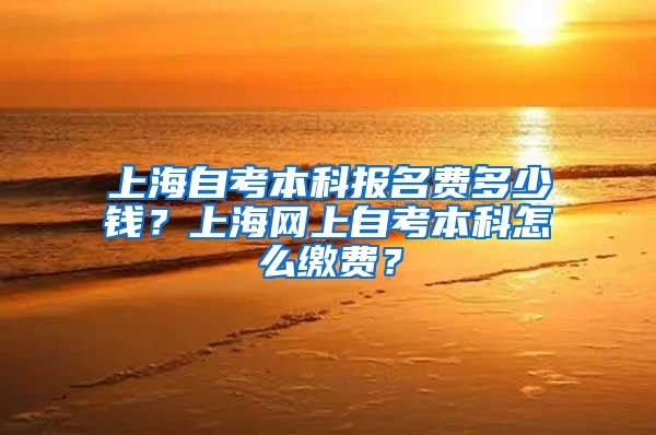 上海自考本科报名费多少钱？上海网上自考本科怎么缴费？
