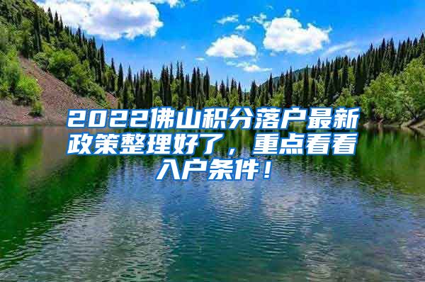 2022佛山积分落户最新政策整理好了，重点看看入户条件！