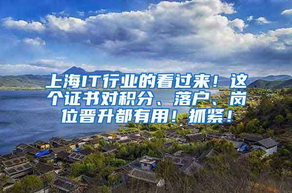 上海IT行业的看过来！这个证书对积分、落户、岗位晋升都有用！抓紧！