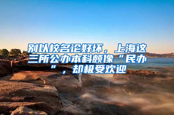 别以校名论好坏，上海这三所公办本科颇像“民办”，却极受欢迎