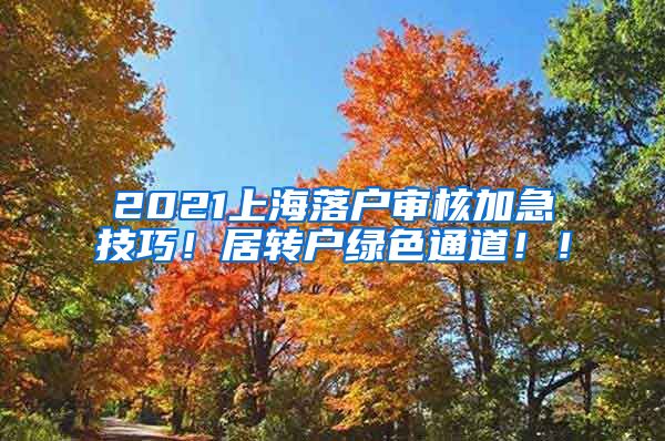 2021上海落户审核加急技巧！居转户绿色通道！！
