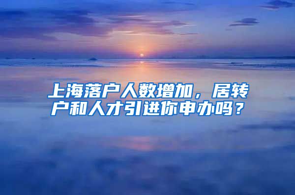 上海落户人数增加，居转户和人才引进你申办吗？