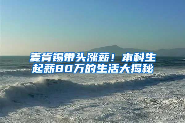 麦肯锡带头涨薪！本科生起薪80万的生活大揭秘