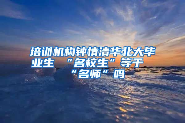 培训机构钟情清华北大毕业生 “名校生”等于“名师”吗