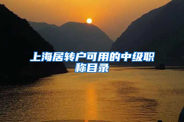 上海居转户可用的中级职称目录
