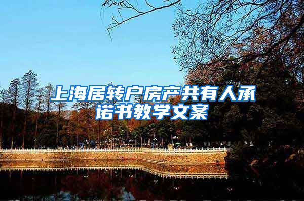 上海居转户房产共有人承诺书教学文案