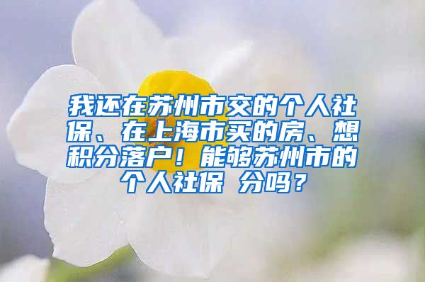 我还在苏州市交的个人社保、在上海市买的房、想积分落户！能够苏州市的个人社保積分吗？