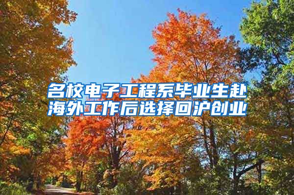 名校电子工程系毕业生赴海外工作后选择回沪创业