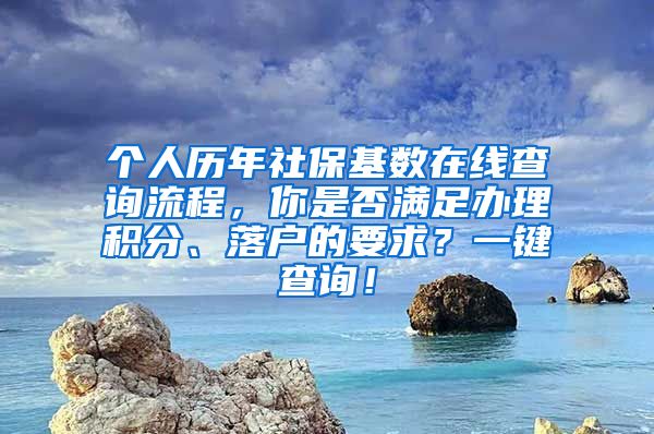 个人历年社保基数在线查询流程，你是否满足办理积分、落户的要求？一键查询！