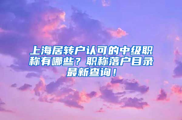 上海居转户认可的中级职称有哪些？职称落户目录最新查询！