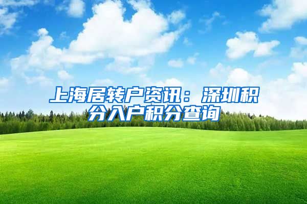 上海居转户资讯：深圳积分入户积分查询
