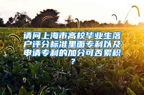请问上海市高校毕业生落户评分标准里面专利以及申请专利的加分可否累积？