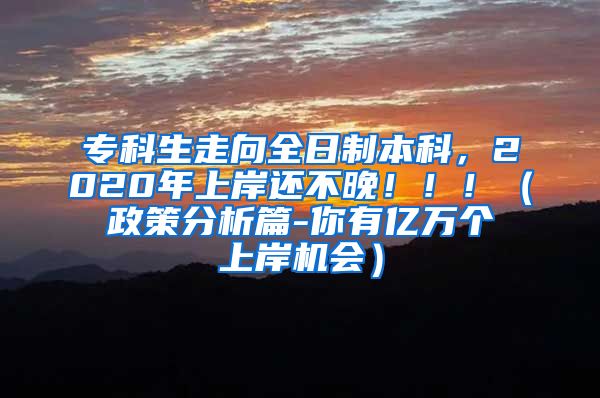 专科生走向全日制本科，2020年上岸还不晚！！！（政策分析篇-你有亿万个上岸机会）