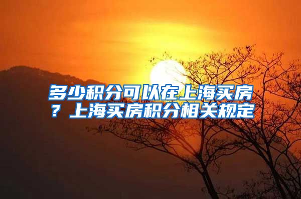 多少积分可以在上海买房？上海买房积分相关规定
