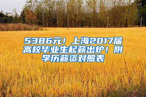 5386元！上海2017届高校毕业生起薪出炉！附学历薪资对照表
