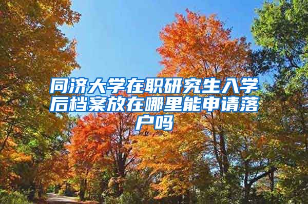 同济大学在职研究生入学后档案放在哪里能申请落户吗