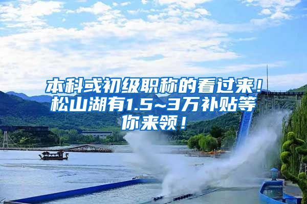 本科或初级职称的看过来！松山湖有1.5~3万补贴等你来领！