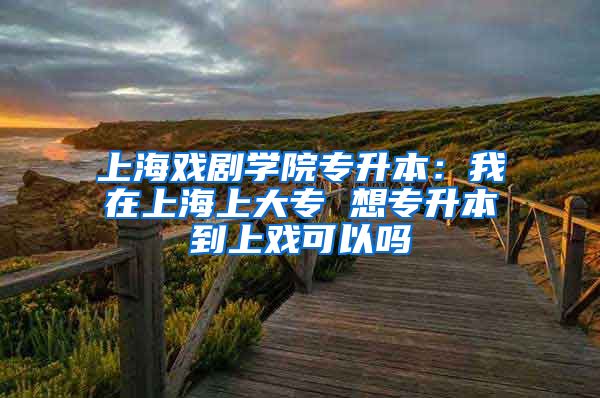 上海戏剧学院专升本：我在上海上大专 想专升本到上戏可以吗