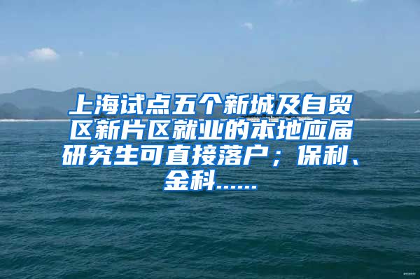 上海试点五个新城及自贸区新片区就业的本地应届研究生可直接落户；保利、金科......