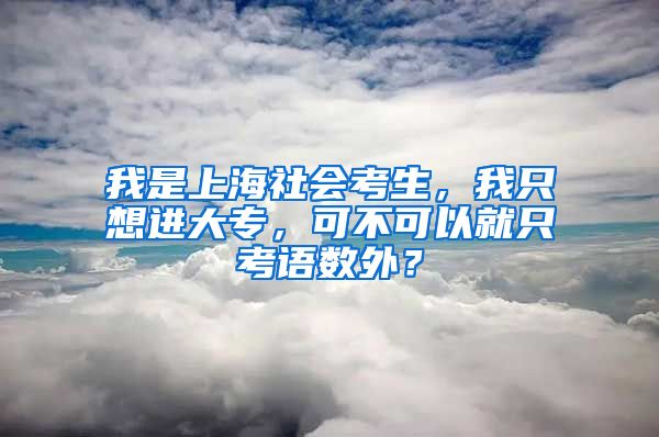 我是上海社会考生，我只想进大专，可不可以就只考语数外？