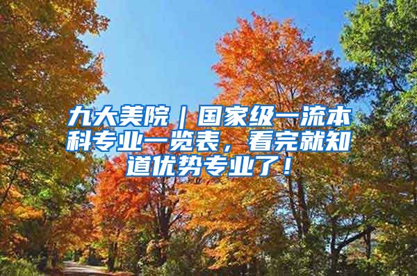 九大美院｜国家级一流本科专业一览表，看完就知道优势专业了！