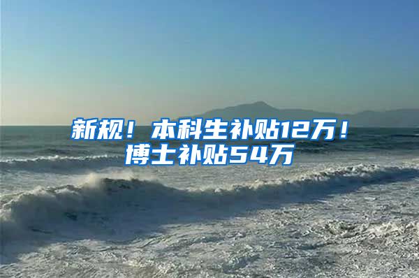 新规！本科生补贴12万！博士补贴54万