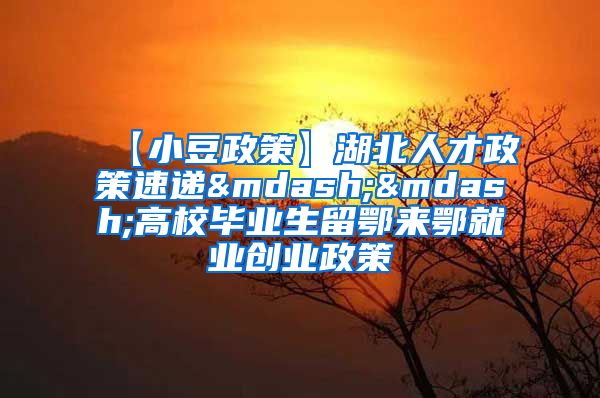 【小豆政策】湖北人才政策速递——高校毕业生留鄂来鄂就业创业政策