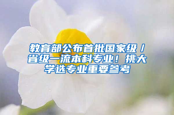 教育部公布首批国家级／省级一流本科专业！挑大学选专业重要参考