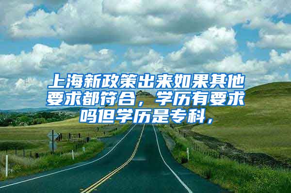 上海新政策出来如果其他要求都符合，学历有要求吗但学历是专科，