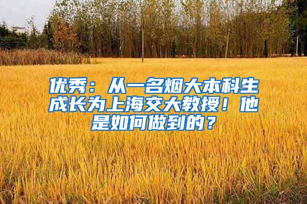 优秀：从一名烟大本科生成长为上海交大教授！他是如何做到的？